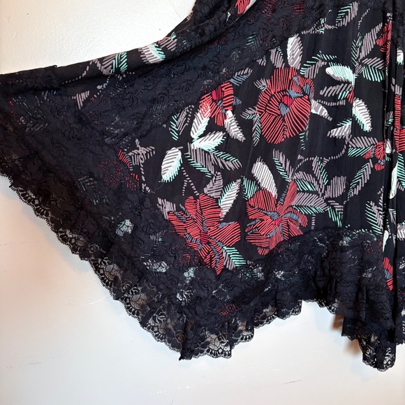 Free People Intimately Free Lace Trim Floral Print Slip Swing Tank Dress SZ L - Picture 5 of 11